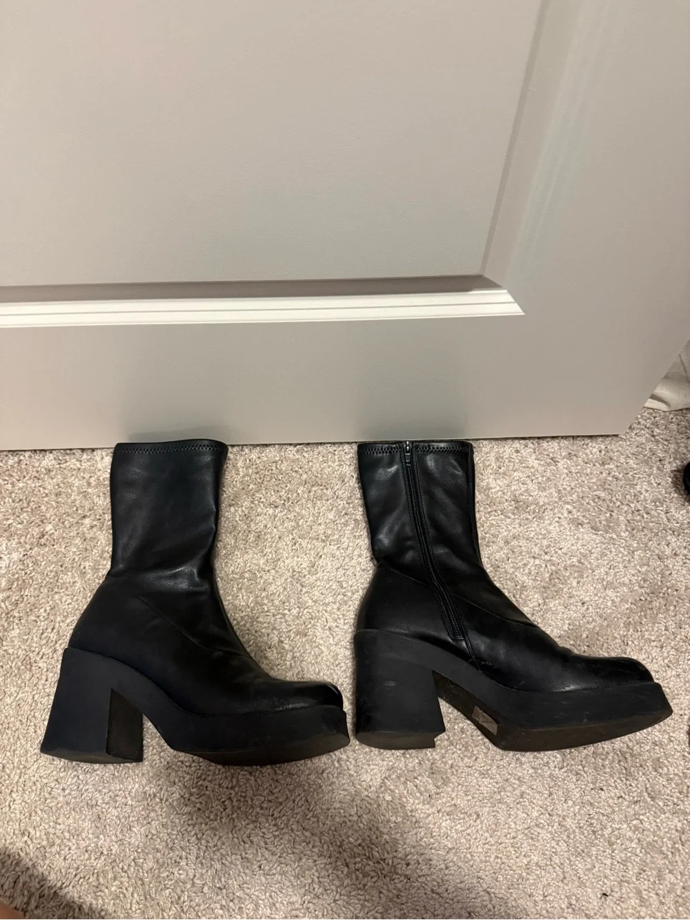 Steve Madden Black Platform Square-Toe Ankle Boots